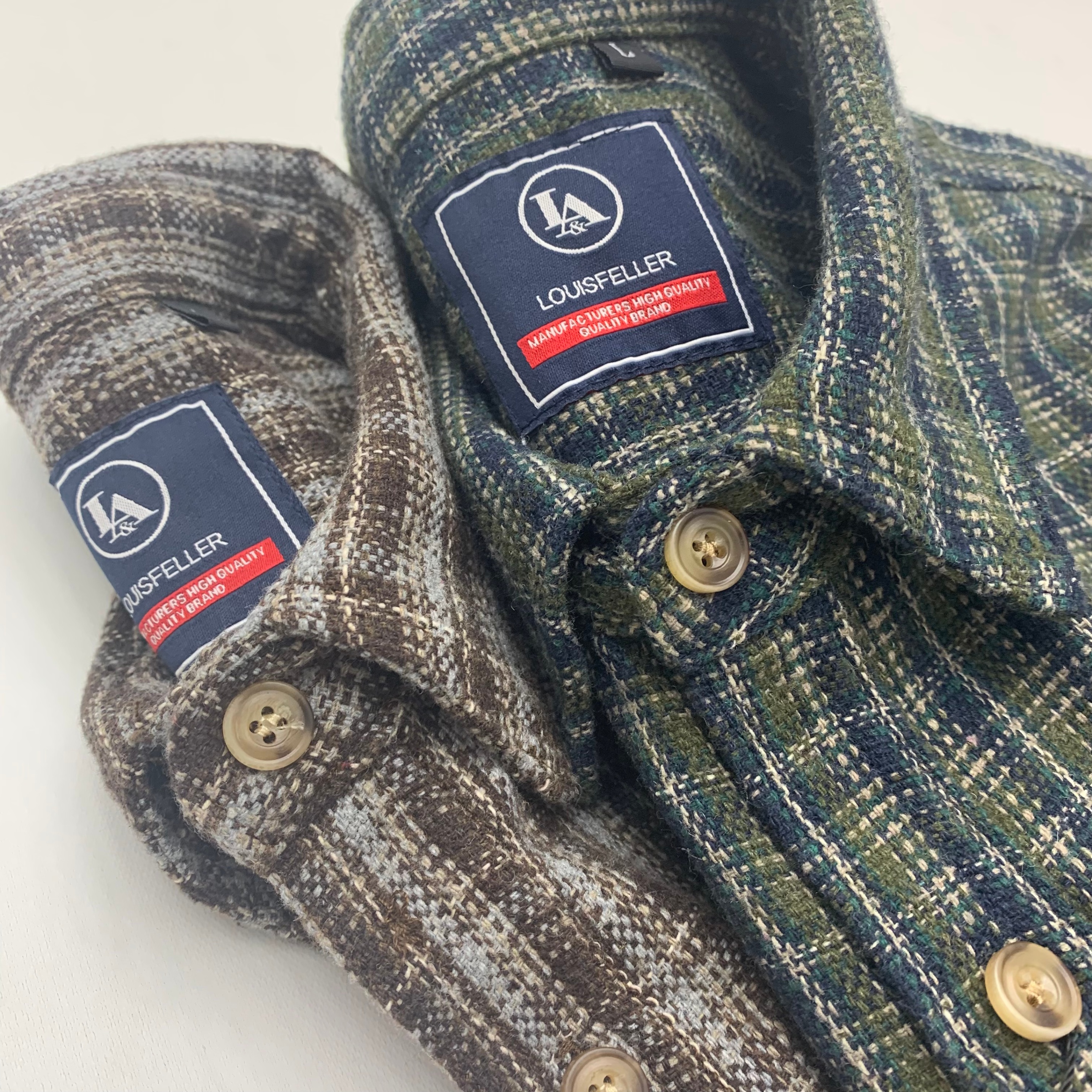 复古长袖衬衫男工装格子