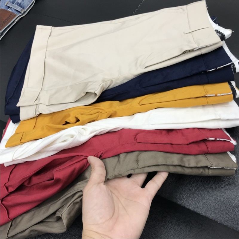 微弹简约纯色商务百搭休闲五分裤