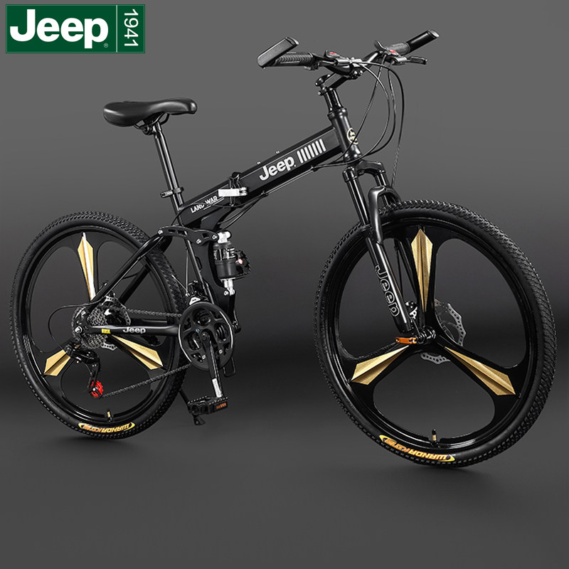 吉普jeep自行车24/26寸成人折叠越野山地车24/27变速男女学生单车