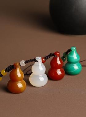 天然玛瑙红绿玉髓葫芦项链吊坠