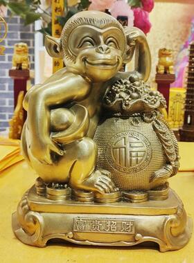 黄铜招财十二生肖大铜猴摆件