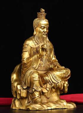 黄铜太上老君神像道祖铜摆件