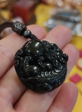 黑曜石有求必应貔貅吊坠挂件