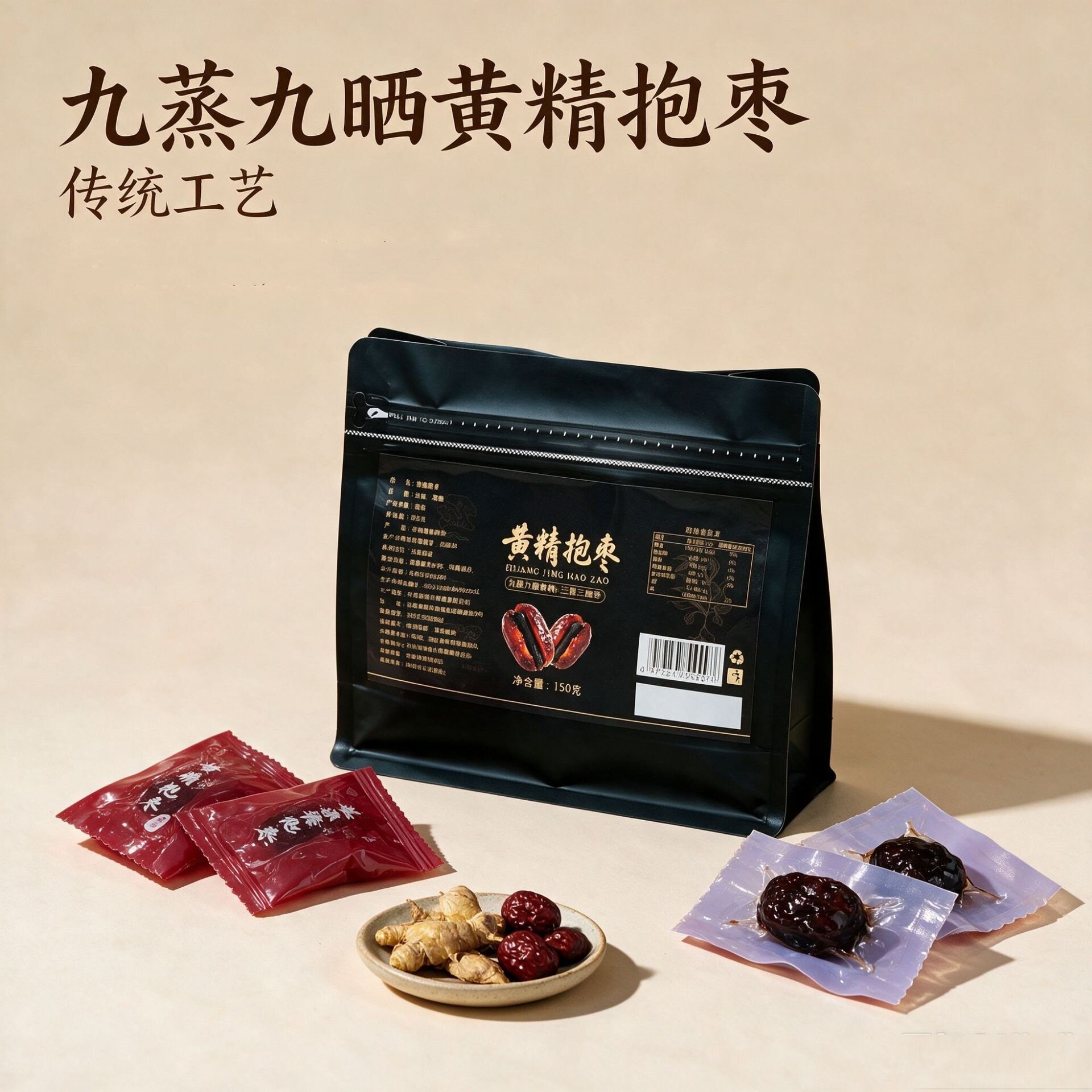 九蒸九晒传统工艺黄精抱枣