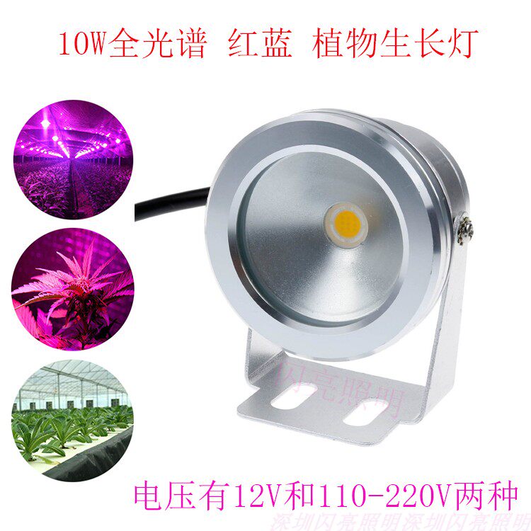10W防水红蓝全光谱植物生长灯多肉上色防徒水培育苗蔬菜育苗LED灯