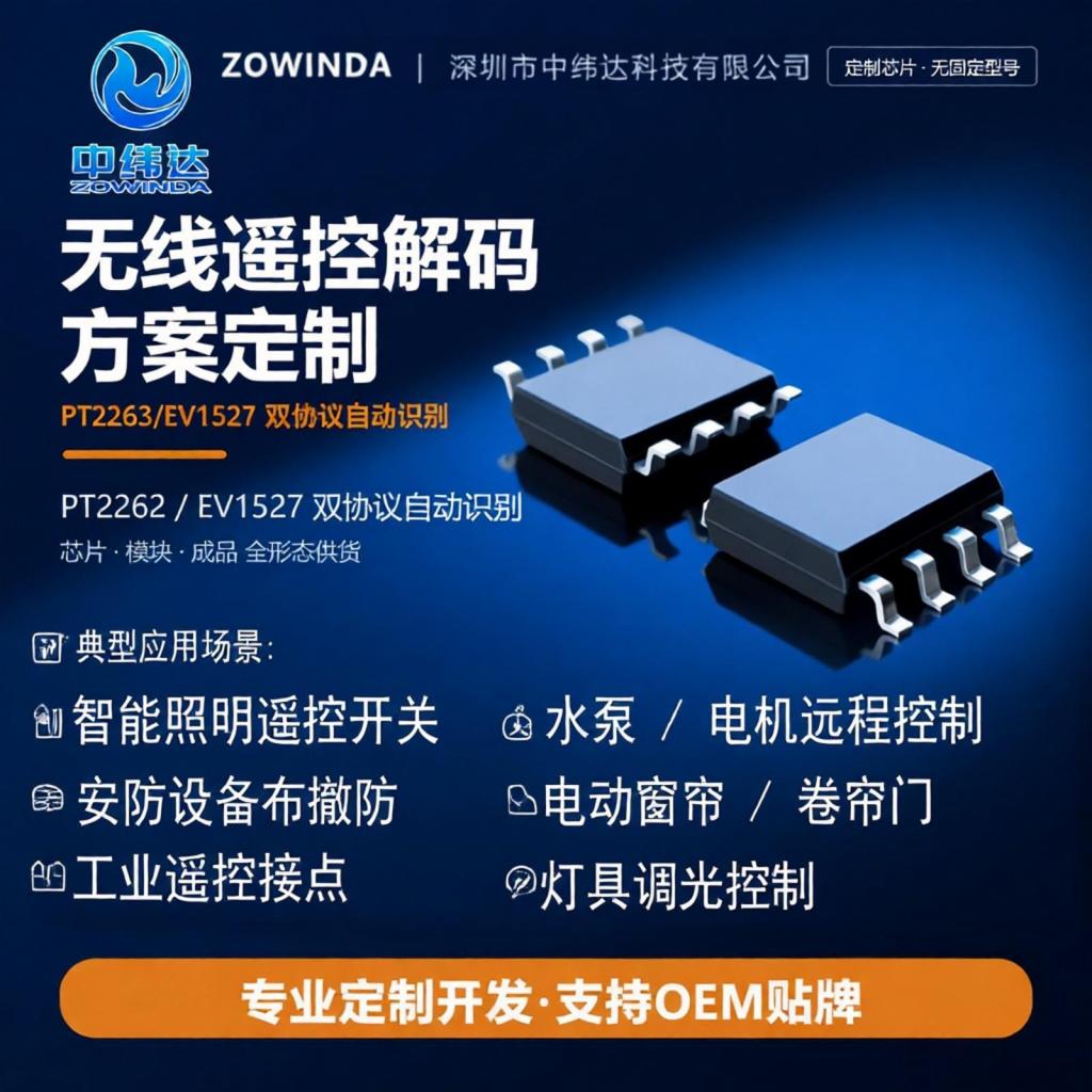 中纬达无线遥控开关解码定制开发