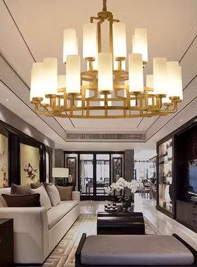 新中式大吊灯loft复式住宅挑空中国风别墅酒店大堂宴会厅定制灯具