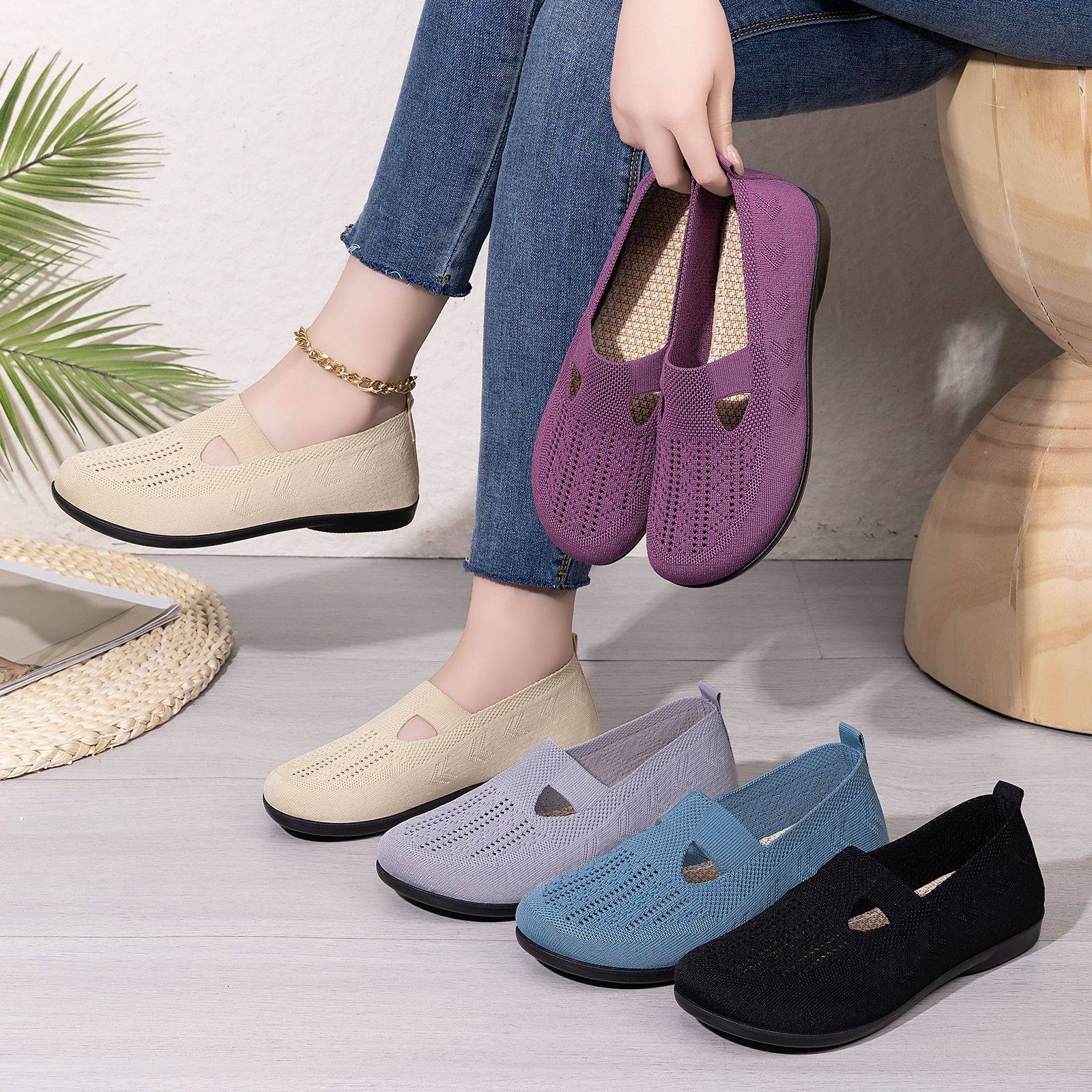夏季新款北京布鞋透气防滑妈妈镂空舒适中老年网面休闲一脚蹬单鞋,女鞋,网面鞋,淘宝优惠券,粉丝福利购,淘宝优惠卷