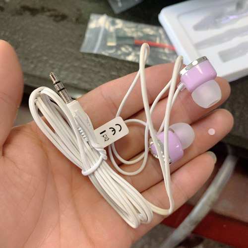 女性 入耳式耳机 爱心 镶钻耳机 紫色mp3mp4手机耳机线长1.2米