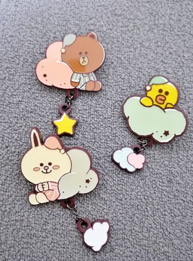 正品linefriend徽章布朗熊可妮兔莎莉鸡胸针卡扣配饰礼物背包挂件