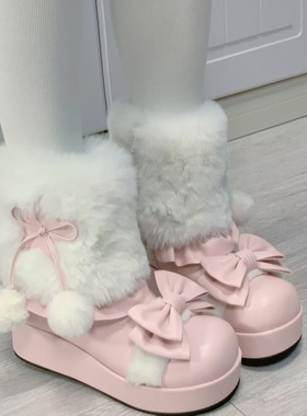 风清然然雪地靴冬季加绒靴子厚底台靴子lo靴子lolita靴子