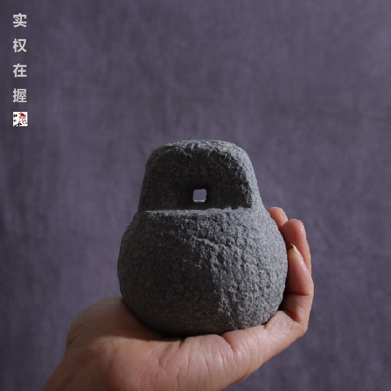 惠安石雕天然青石头秤砣镇宅石权老式手磨茶玩居家装饰风水摆设