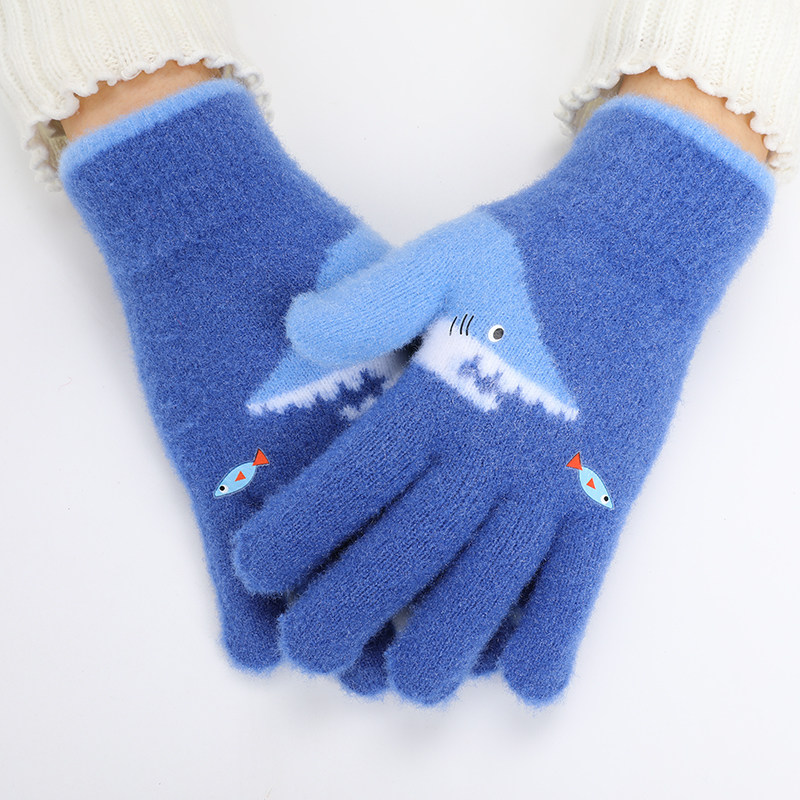 儿童手套秋冬季新款可爱卡通毛绒小学生小孩男孩女童保暖五指手套