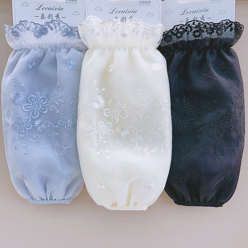 新款蕾丝袖套绣花长款套袖女冬季