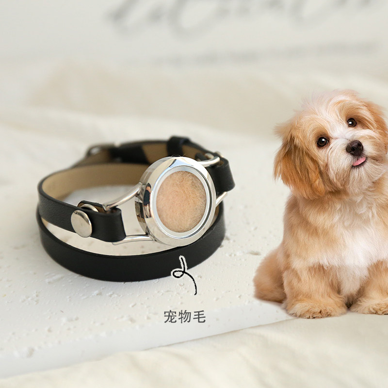 宠物毛发纪念手链猫狗齿晶石宝宝胎毛纪念品diy情侣父母头发收藏