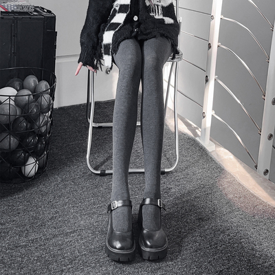miu系灰色打底裤压力瘦腿冬外穿加厚保暖光腿神器小个子连裤袜女