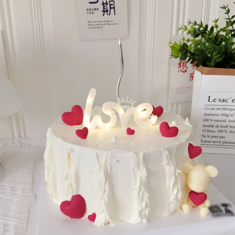 情人节love暖灯蛋糕装饰摆件