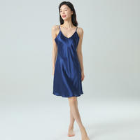 2026 100% mulberry silk true silk sleeping dress for women, solid color halter sexy pajamas, comfortable and smooth home wear thumbnail 2