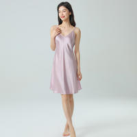 2026 100% mulberry silk true silk sleeping dress for women, solid color halter sexy pajamas, comfortable and smooth home wear thumbnail 4