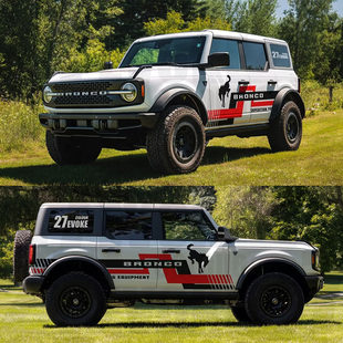 适用于福特烈马车身贴纸拉花bronco越野车个性 饰贴画彩条 侧裙改装