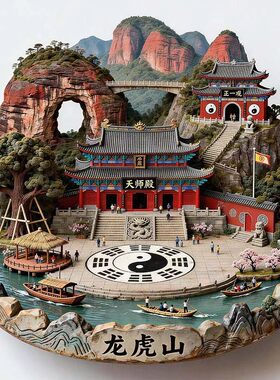 龙虎山景点金属浮雕冰箱贴江西鹰潭旅游纪念品文创伴手礼国潮磁贴