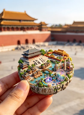 横店浮雕新款金属冰箱贴浙江旅游景点文创纪念品装饰磁贴送人礼物