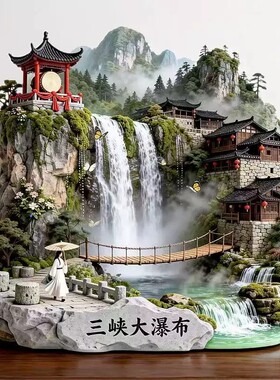 三峡大瀑布浮雕新款金属冰箱贴三峡大坝湖北宜昌旅游纪念品磁吸贴
