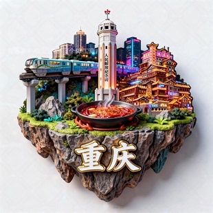重庆李子坝洪崖洞新款金属磁吸浮雕冰箱贴纪念品文创伴手礼装饰贴