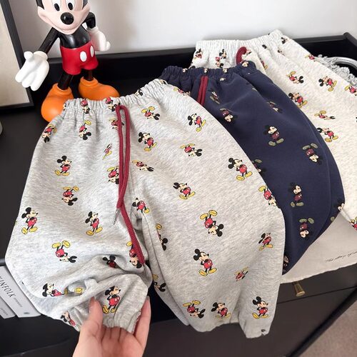 儿童卫裤春装米奇卡通休闲运动裤