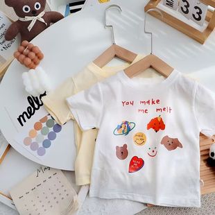 卡通可爱儿童短袖 婴儿童装 韩版 100%纯棉女童宝宝t恤夏装 洋气上衣