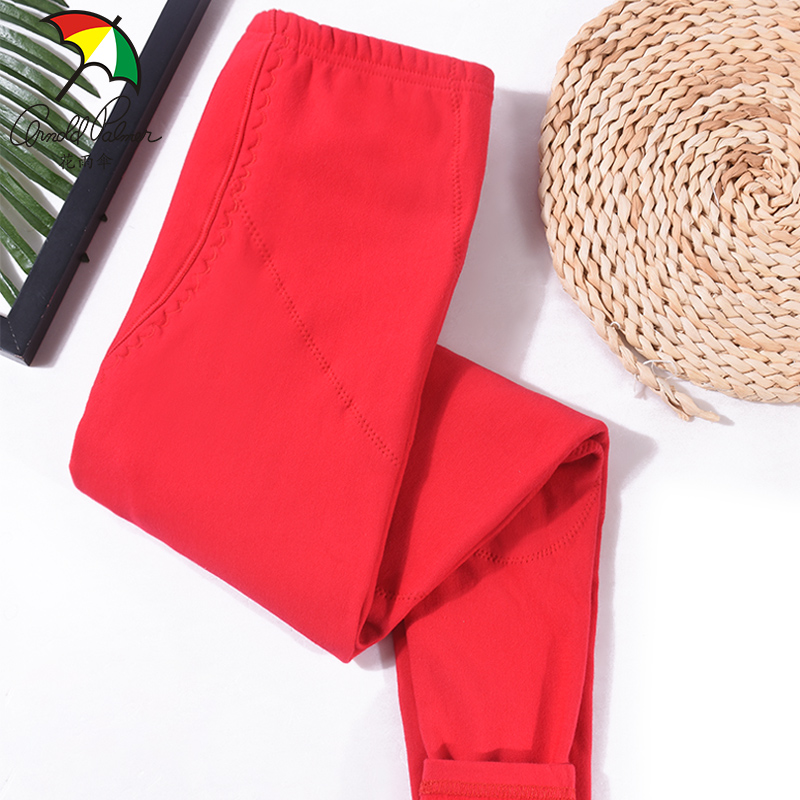 花雨伞棉毛纯色单条膝盖保暖裤