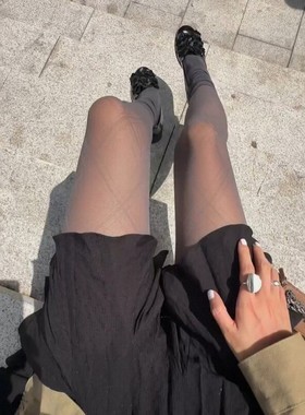 春秋款日系黑色菱形格子丝袜夏薄款女菱格黑丝连裤袜美腿渔网袜子