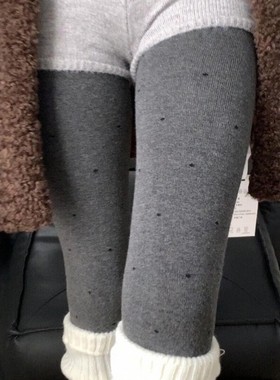 25秋冬加绒保暖200g波点连裤袜子女灰色百搭显瘦打底裤不掉档裤袜