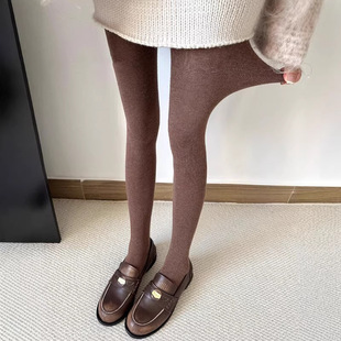 2025新款爆款秋冬季漫画腿打底袜咖色加绒微压平纹连裤袜女不掉档