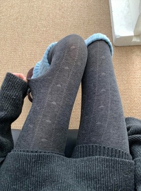 秋冬季加绒深灰色连裤袜女加厚保暖爱心棕红色打底裤袜浅灰色丝袜