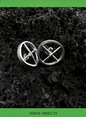 （PTOY*现货）MAURIZIO MA+MA加 先锋暗黑十字925银耳钉 不会过敏