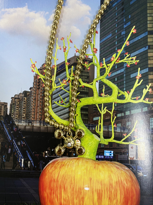 四角球金色吊坠装饰项链