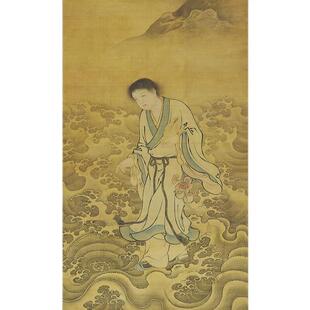 名画复制明代商喜过海图国画工笔人物白描海浪微喷教学临摹装饰画