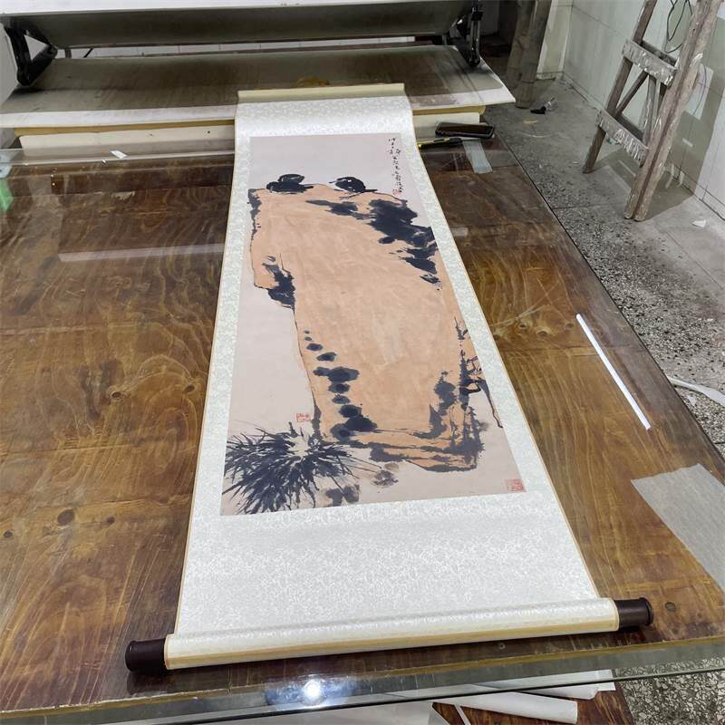 潘天寿小憩国画水墨画写意画艺术微喷复制画宣纸装饰画小鸟挂轴