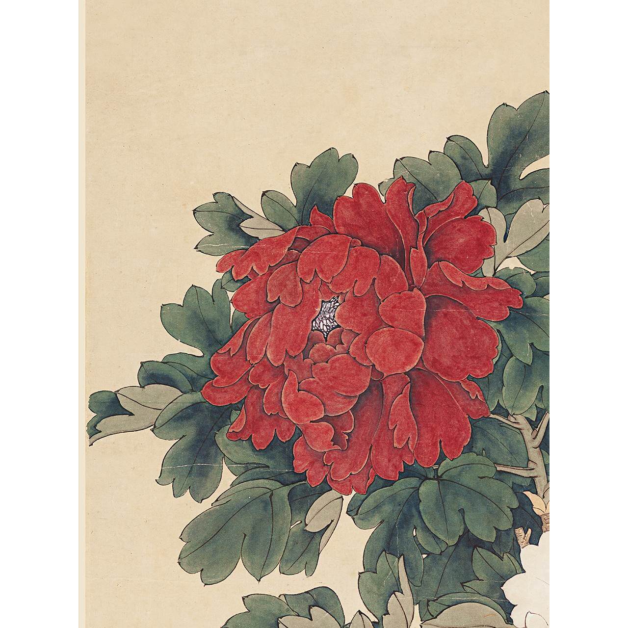于非闇  御苑二乔图 牡丹花卉立轴国画高清微喷名家复制装饰画