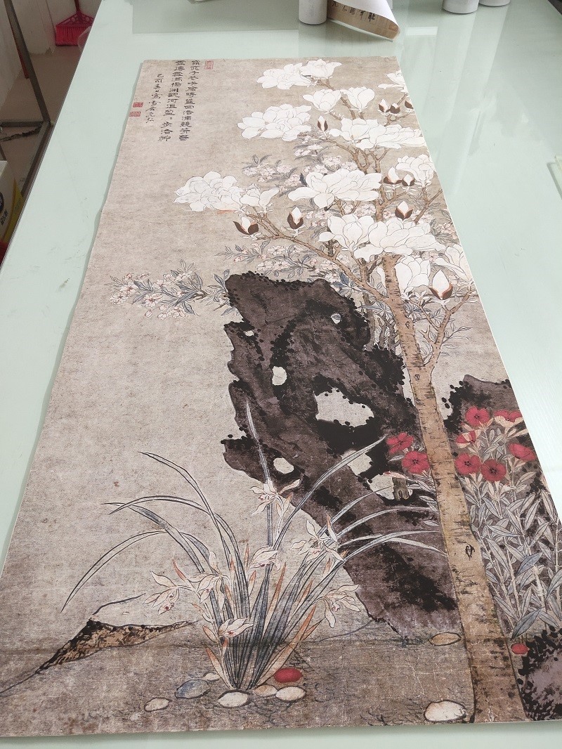明孙克弘玉堂芝兰图复古花草竖幅挂轴字书画高清微喷复制国画装饰