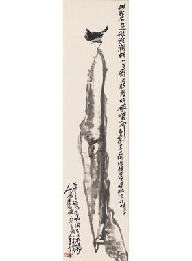 1:1潘天寿水墨小鸟大写意花鸟画国画艺术微喷古代名画复制品