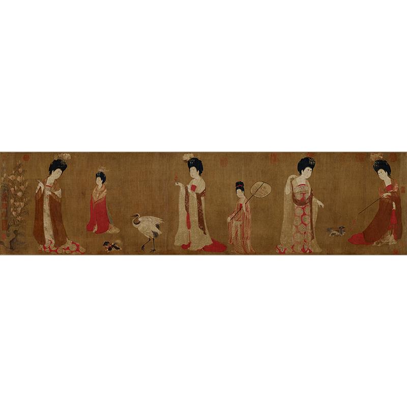 古代名画周肪簪花仕女图国画十大名画工笔人物微喷仿古字画装饰画