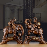 Слонские украшения пара богатства смола ремесла имитация твердых деревянных гостиных домашние винные шкафы бог -хранение украшение китайского стиля