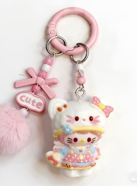 立体小猫钥匙扣学生卡通书包挂件包包可爱饰品少女送闺蜜女友礼物