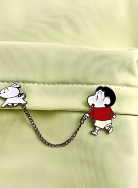 可爱日系卡通胸针 蜡笔小新金属徽章小白别针男女学生包包配饰