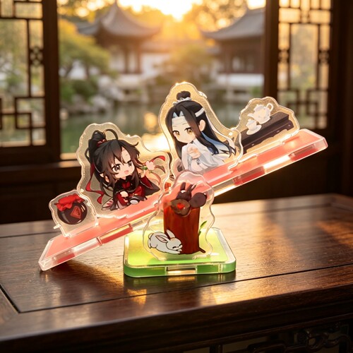 魔道祖师联名限定魏无羡蓝忘机新创意透卡亚克力跷跷板摆件立牌
