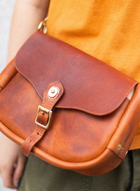 HK workshop霍尔文头层牛皮手作复古经典小马鞍包斜挎手拎单肩包