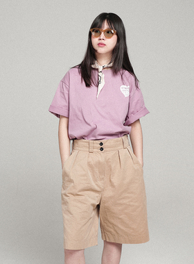 HKWORKSHOP短袖T恤春夏季纯棉重磅圆领半袖纯色丝网印男女生百搭