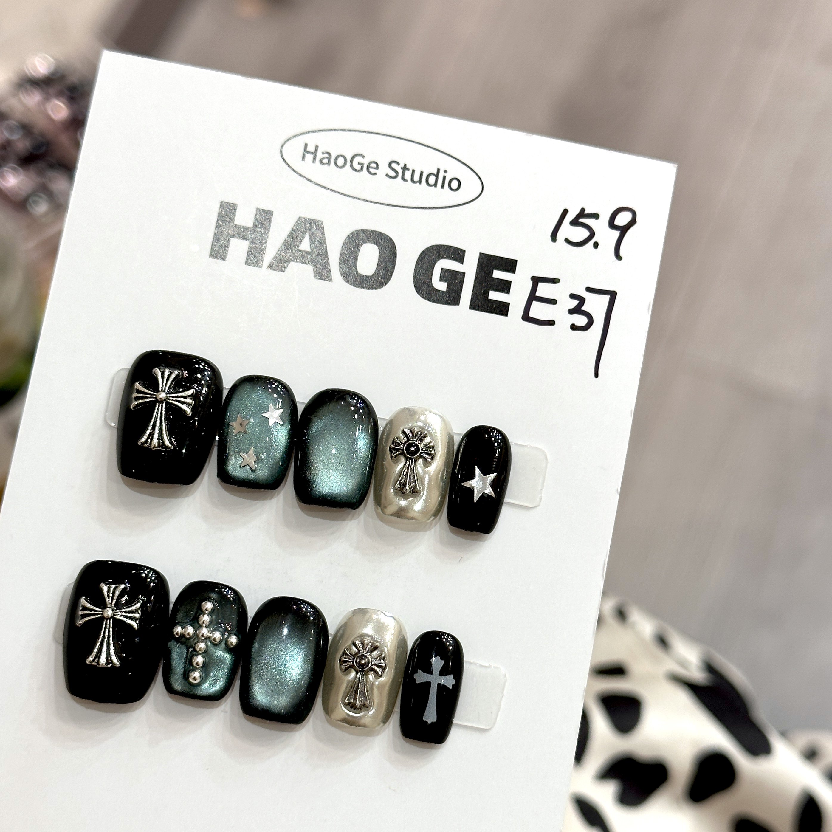 【克罗】暗黑十字架手工穿戴甲暗黑风美甲甲片假指甲贴片,彩妆/香水/美妆工具,穿戴甲/甲片,淘宝优惠券,粉丝福利购,淘宝优惠卷